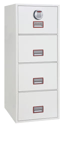 Phoenix Vertical Fire File 4 Drawer Filing Cabinet Electronic Lock White FS2254E DD